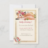 かわいい水色フォックスベビー誕生日パーティー 招待状 (正面)