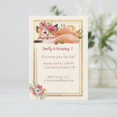 かわいい水色フォックスベビー誕生日パーティー 招待状 (スタンド正面)