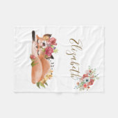 かわいい水色フォックスベビー フリースブランケット (正面(横))