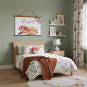 かわいい水色フォックスベビー 吊り下げ型タペストリー