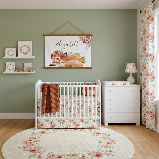 かわいい水色フォックスベビー 吊り下げ型タペストリー