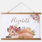 かわいい水色フォックスベビー 吊り下げ型タペストリー (正面)