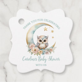 かわいい水色フクロウありがとう赤ちゃんシャワー フェイバータグ