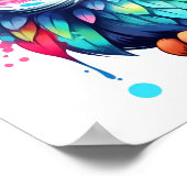 かわいい水色フクロウのプリントポスター ポスター (角)