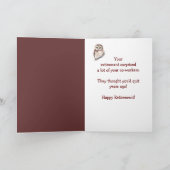 かわいい水色フクロウのリタイアユーモア カード (内部)