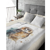 かわいい水色フクロウカスタム フリースブランケット