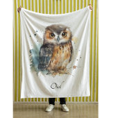 かわいい水色フクロウカスタム フリースブランケット