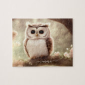 かわいい水色フクロウ名ジグソーパズル ジグソーパズル (横)