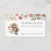 かわいい水色フクロウ赤ちゃんシャワーおむつラッフル エンクロージャーカード (正面)