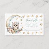 かわいい水色フクロウ赤ちゃんシャワーおむつラッフル エンクロージャーカード (正面)