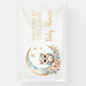 かわいい水色フクロウ赤ちゃんシャワーへようこそ 横断幕 (縦)