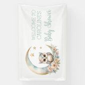 かわいい水色フクロウ赤ちゃんシャワーへようこそ 横断幕 (縦)