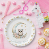 かわいい水色フクロウ赤ちゃんシャワー紙プレート ペーパープレート (パーティー)