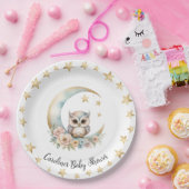 かわいい水色フクロウ赤ちゃんシャワー紙プレート ペーパープレート (パーティー)