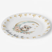 かわいい水色フクロウ赤ちゃんシャワー紙プレート ペーパープレート (アングル)