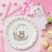 かわいい水色フクロウ赤ちゃんシャワー紙プレート ペーパープレート (パーティー)