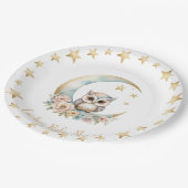 かわいい水色フクロウ赤ちゃんシャワー紙プレート ペーパープレート (アングル)