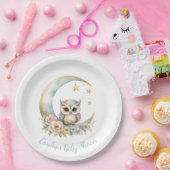 かわいい水色フクロウ赤ちゃんシャワー紙プレート ペーパープレート (パーティー)