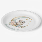 かわいい水色フクロウ赤ちゃんシャワー紙プレート ペーパープレート (アングル)