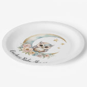 かわいい水色フクロウ赤ちゃんシャワー紙プレート ペーパープレート (アングル)