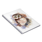 かわいい水色フクロウ鳥の自然アート ノートブック (右側)