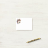 かわいい水色フクロウ鳥の自然アート ポストイット (デスク上)