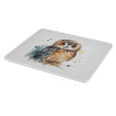 かわいい水色フクロウ カッティングボード (角)