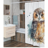 かわいい水色フクロウ シャワーカーテン