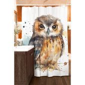 かわいい水色フクロウ シャワーカーテン