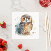 かわいい水色フクロウ スタンダードカクテルナプキン (インサイチュ)