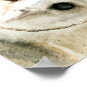 かわいい水色フクロウ ポスター (角)