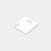 かわいい水色フクロウ ポストイット (アングル)