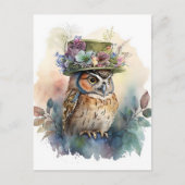 かわいい水色フクロウ ポストカード (正面)