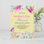 かわいい水色フローライエローマザーズデイブランチ 招待状 (スタンド正面)