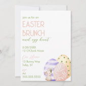 かわいい水色フローライースターブランチと卵狩り 招待状 (正面)