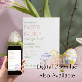 かわいい水色フローライースターブランチと卵狩り 招待状