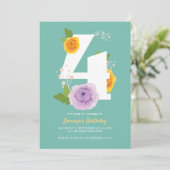 かわいい水色フローラキッズ4th誕生日パーティー セーブザデート (スタンド正面)