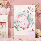 かわいい水色フローラピンクベビーガールムスリムAqia 招待状