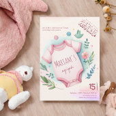 かわいい水色フローラピンクベビーガールムスリムAqia 招待状