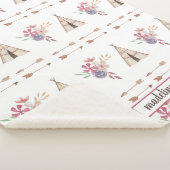 かわいい水色フローラボホテペパーソナライズされた シェルパブランケット (3/4)