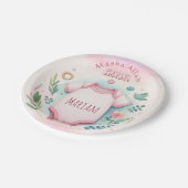 かわいい水色フローラルマスハライスラム赤ちゃん女の子 ペーパープレート (アングル)