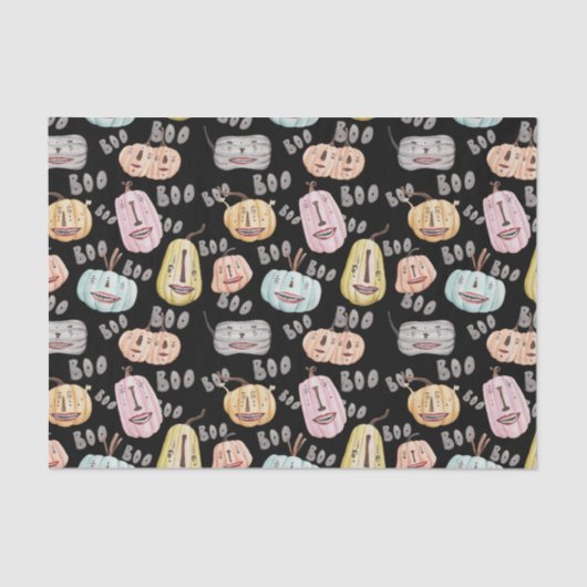 かわいい水色ブカボチャ不気味ハロウィーン 薄葉紙 (正面)