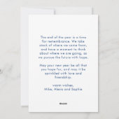 かわいい水色ブルーハウスツリーズカークリスマス シーズンカード (裏面)