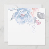 かわいい水色ブルーピーチフローラ結婚スクリプト 招待状 (裏面)