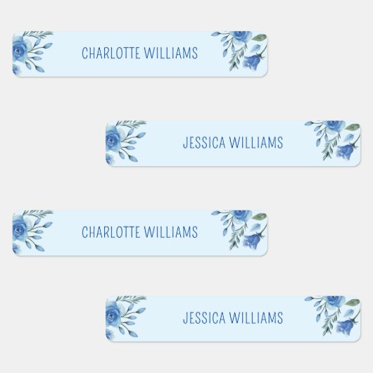 かわいい水色ブルーフローラ新学期キッズ ラベル (グループ)