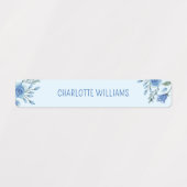 かわいい水色ブルーフローラ新学期キッズ ラベル (デザイン1)