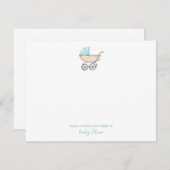 かわいい水色ブルーベビーカー平ありがとう サンキューカード (正面/裏面)