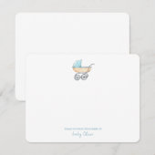 かわいい水色ブルーベビーカー平ありがとう サンキューカード (正面/裏面)