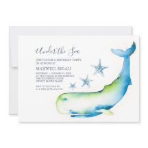 かわいい水色ブルーホエールバースデーパーティー