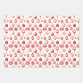 かわいい水色ブルー&ピンクのクリスマスデコレーション ラッピングペーパーシート (正面2)